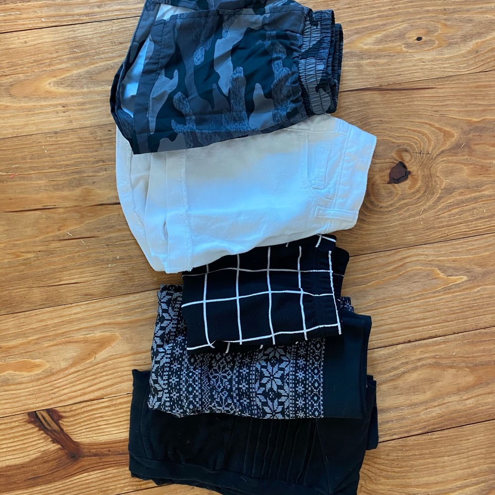 Pants, shorts and skirt